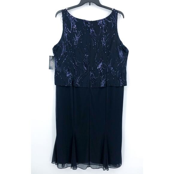 ALEX EVENINGS Chiffon & Sequin Dress & Jacket Set 18W Navy Blue Formal NWT - Picture 8 of 15